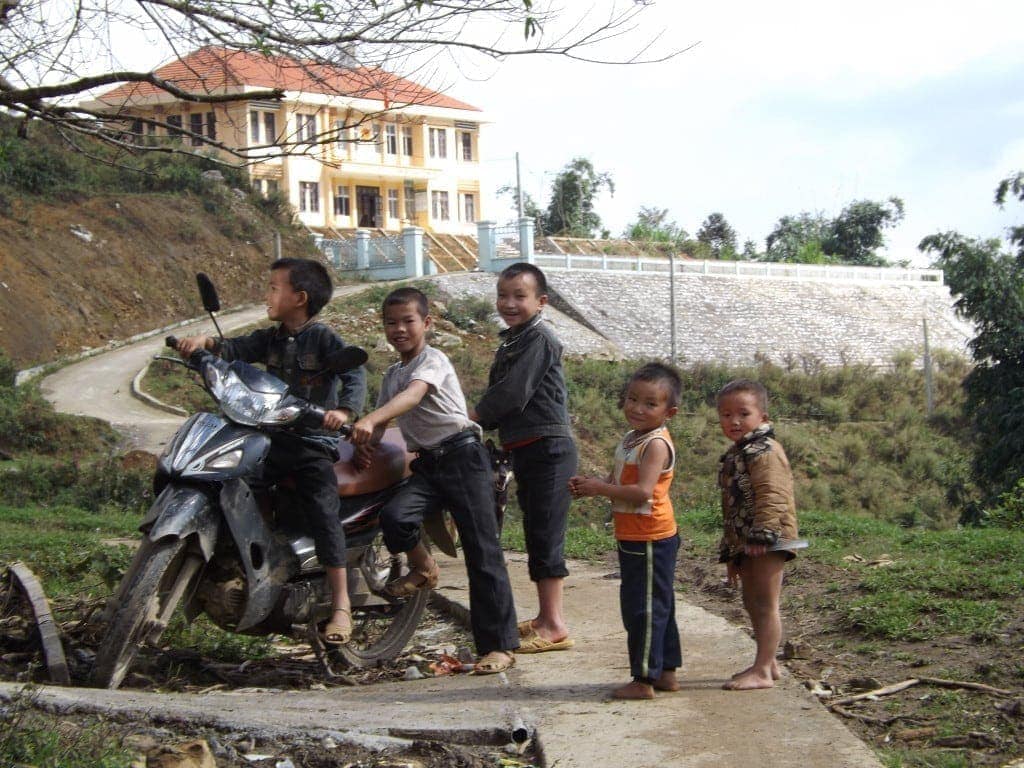 Local boys with their motorbike