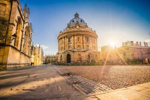 Radcliffe Science Library with sunset flare. Oxford, England