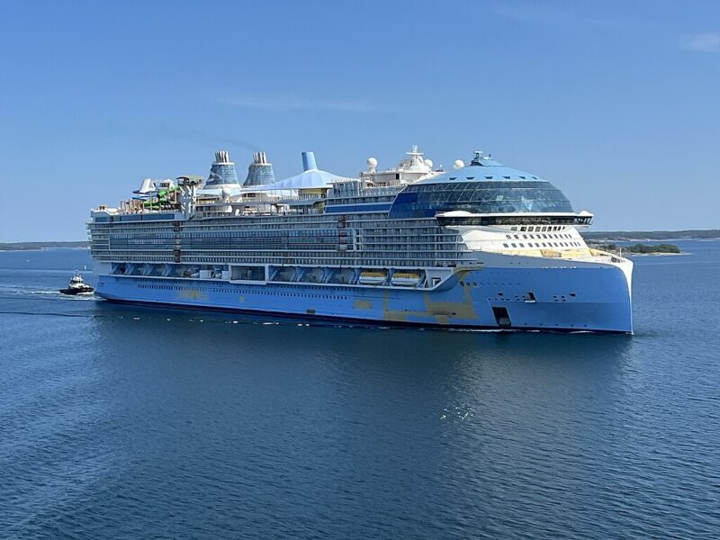 icon of the seas cruise ship at sea on a sunny day with clear blue sky